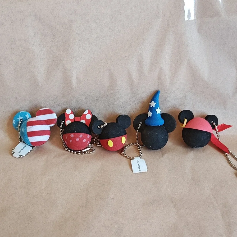 Disney Mickey Minnie Mouse Foam Keychain Lot 5pc Multicolor Sorcerer Pirate